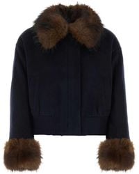Self-Portrait - Dark Wool Blend Bomber Jacket - Lyst