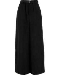 Sacai - Embroidered Wool Wide-Leg Pant - Lyst