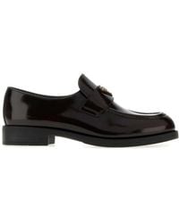 Prada - Dark Leather Loafers - Lyst