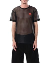 COMME DES GARÇONS PLAY - Mesh T-Shirt With Heart - Lyst
