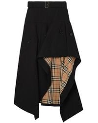 Burberry - Gabardine Asymmetric Trench Skirt - Lyst