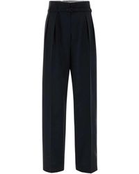 Prada - Midnight Wool Blend Palazzo Pant - Lyst