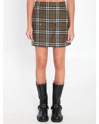 Burberry - Check-Pattern Mini Skirt - Lyst