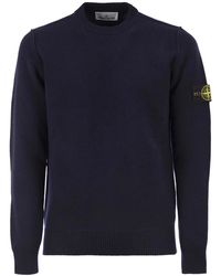 Stone Island - Crew-Neck Jumper With Reverse Stitch Details - Lyst