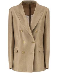 Tagliatore - Double-Breasted Textured Cotton Blazer - Lyst