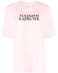 Maison Kitsuné - Maison Kitsuné Flowers Print Classic Logo T-Shirt - Lyst