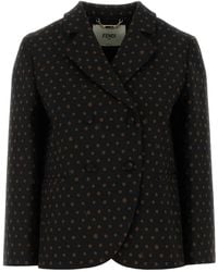 Fendi - Printed Stretch Wool Blend Blazer - Lyst