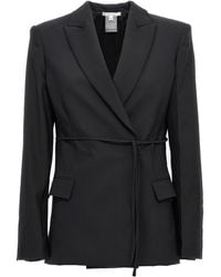 Nensi Dojaka - Double Breast Drawstring Blazer Jacket - Lyst