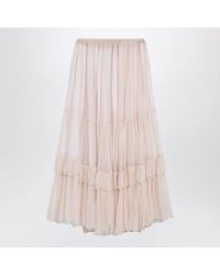 Chloé - Powder Silk Midi Skirt - Lyst