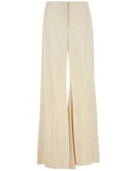 McQueen - Cream Satin Wide-Leg Pant - Lyst