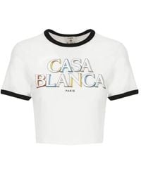 CASABLANCA - Cropped T-Shirt With Logo - Lyst