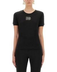 Dolce & Gabbana - Dolce & Gabbana Jersey T-Shirt With Dg Logo Embroidery - Lyst