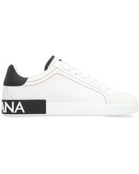 Dolce & Gabbana - Dolce & Gabbana Portofino Leather Low-Top Sneakers - Lyst