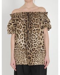 Dolce & Gabbana - Dolce&Gabbana Leopard Print Poplin Top - Lyst