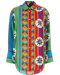 Loewe - Printed Silk Paula S Ibiza Oversize Shirt - Lyst