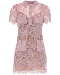 Self-Portrait - Lace Button-Down Mini Dress - Lyst