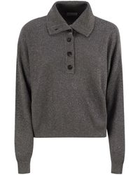 Brunello Cucinelli - Cotton And Viscose Rib Knit High Collar - Lyst