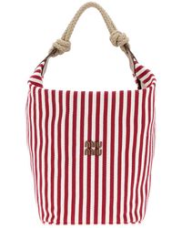Miu Miu - Embroidered Canvas Bucket Bag - Lyst