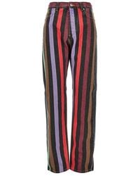 Versace - Cotton Denim Jeans With Striped Motif - Lyst