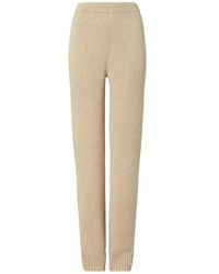 Tory Burch - Melange Oatmeal Wool Trousers - Lyst