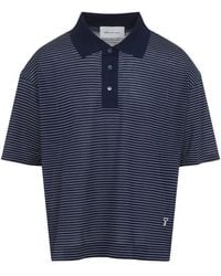 Ami Paris - Striped Boxy Fit Cotton Polo - Lyst