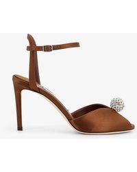 Jimmy Choo - Sacora Satin Sandals With Crystal Detail - Lyst
