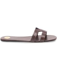 Saint Laurent - Mabrouka Smooth Leather Slides - Lyst