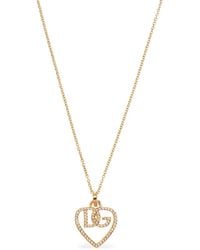 Dolce & Gabbana - Dolce & Gabbana Strass Logo Necklace - Lyst