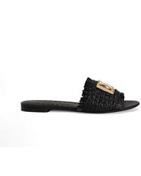 Dolce & Gabbana - Dg Logo Rafia Flat Sandals - Lyst