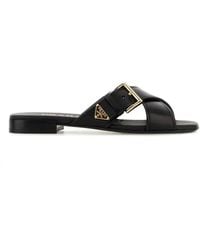 Prada - Leather Slippers - Lyst