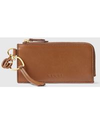 Gucci - Caramel Leather Card Holder - Lyst