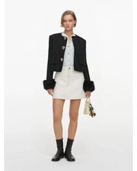 Self-Portrait - Metallic Boucle Fur Cuff Jacket - Lyst