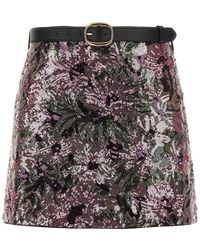 Self-Portrait - 'Floral Sequin Mini' Skirt - Lyst