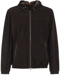 Herno - Suede Goatskin Hooded Jacket - Lyst