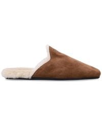 Prada - Suede Leather And Shearling Mules - Lyst