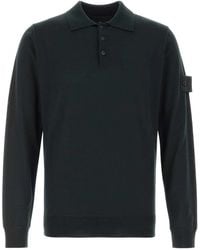 Stone Island - Wool Polo Shirt - Lyst