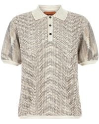 Missoni - 'Zig-Zag' Knit Polo Shirt - Lyst