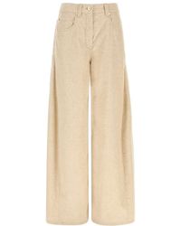 Brunello Cucinelli - Sand Corduroy Wide-Leg Pant - Lyst