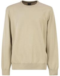 BOSS - Cotton Crew Neck Sweater With Embroidered Logo - Lyst
