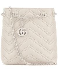 Gucci - Ivory Leather Micro Gg Marmont Bucket Bag - Lyst