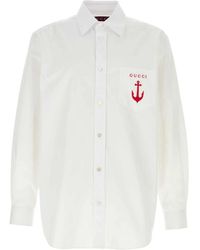 Gucci - Cotton Shirt With Logo Embroidery - Lyst