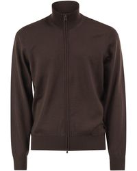 BOSS - Pure Virgin Wool Zip-Up Cardigan - Lyst