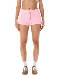 Sporty & Rich - Short Velour Crystal Shorts - Lyst