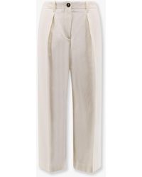 Brunello Cucinelli - Cotton And Wool Trousers With Adjustable Drawstring - Lyst