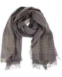 Peserico - Virgin Wool Scarf With Check Pattern, Sequins And Lurex Details - Lyst
