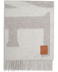 Loewe - Logo-Print Fringed Scarf - Lyst