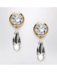 Alessandra Rich - Round Clipon Goldtone Metal Earrings With Crystal Pendant - Lyst
