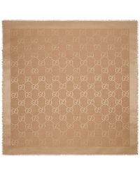 Gucci - Wool And Silk Jacquard Shawl With Gg Pattern - Lyst