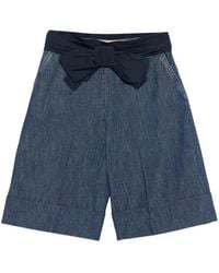 Valentino - Bow-Embellished Denim Shorts - Lyst