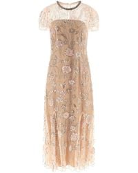 Self-Portrait - Self Portrait Flower Sequin Embellished Midi' Dress - Lyst